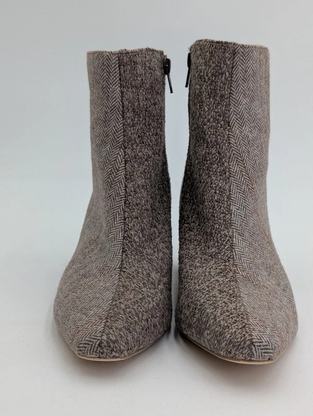 Coconuts by Matisse Sz 7 Herringbone Tweed Stacked Block Heel Ankle Booties
